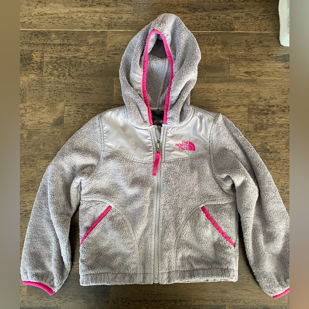 Girls North Face Gray and Pink Zip-Up